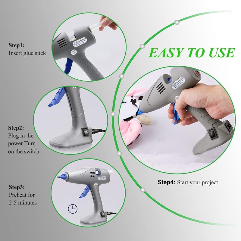 MONVICT Full Size Hot Glue Gun, 120W&80W Glue Guns Dual Temp Large Industry Glue Gun, Corded Detachable Cord Use Stand-Up Base Anti-drip Hot Melt Glue Gun with 12 Glue Sticks for Art DIY Craft Repair - Image 5